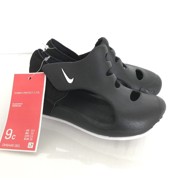 Nike Sunray Protect Black White Water Sandals Little Kids Size 9C NEW Unisex - Picture 1 of 9